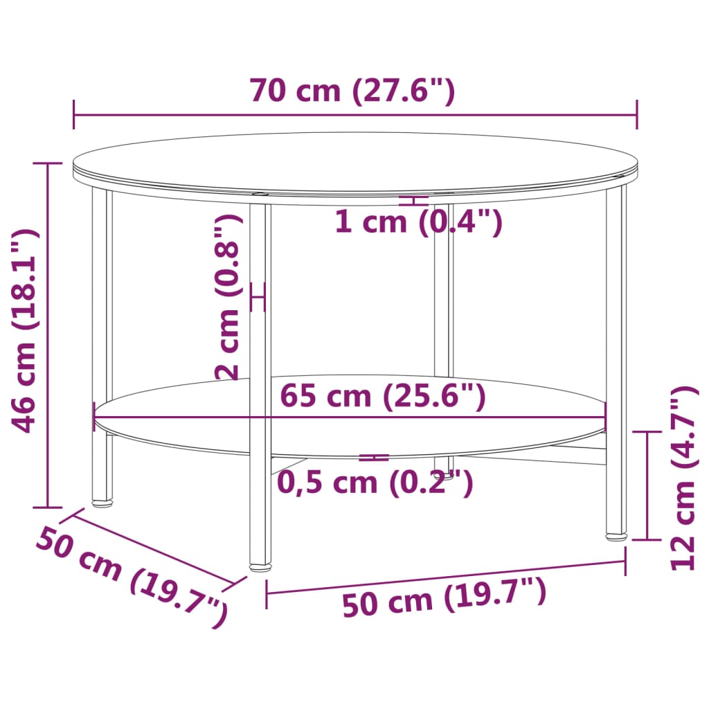 Beistelltisch Schwarz und Schwarze Marmor-Optik 70 cm Hartglas