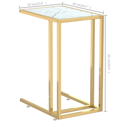 Computer-Beistelltisch Weiß Marmor 50x35x65 cm Hartglas