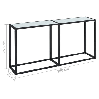 Konsolentisch Weiß Marmor-Optik 160x35x75,5 cm Hartglas