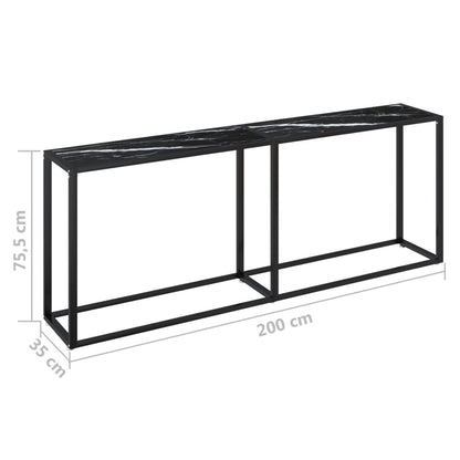 Konsolentisch Schwarz Marmor-Optik 200x35x75,5 cm Hartglas