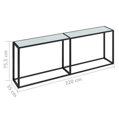 Konsolentisch Weiß Marmor-Optik 220x35x75,5 cm Hartglas