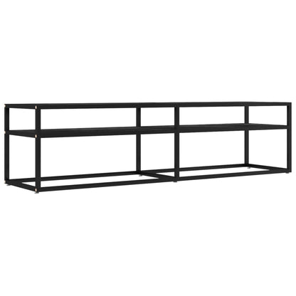 TV-Schrank Schwarz Marmor-Optik 160x40x40,5 cm Hartglas