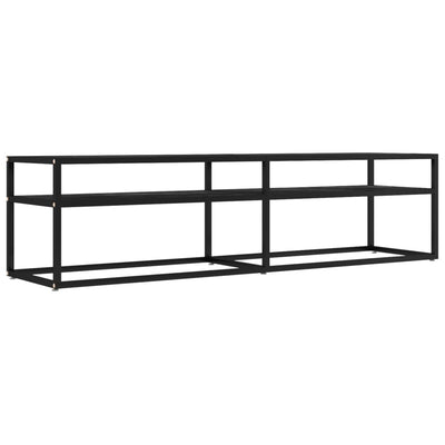 TV-Schrank Schwarz Marmor-Optik 160x40x40,5 cm Hartglas