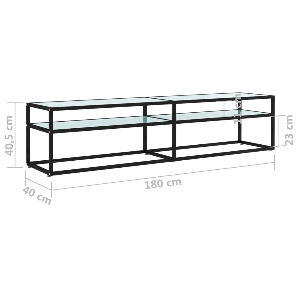 TV-Schrank Weiß Marmor-Optik 180x40x40,5 cm Hartglas