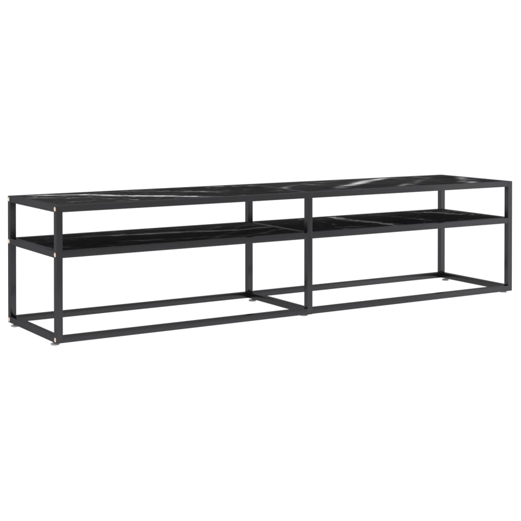 TV-Schrank Schwarz Marmor-Optik 180x40x40,5 cm Hartglas