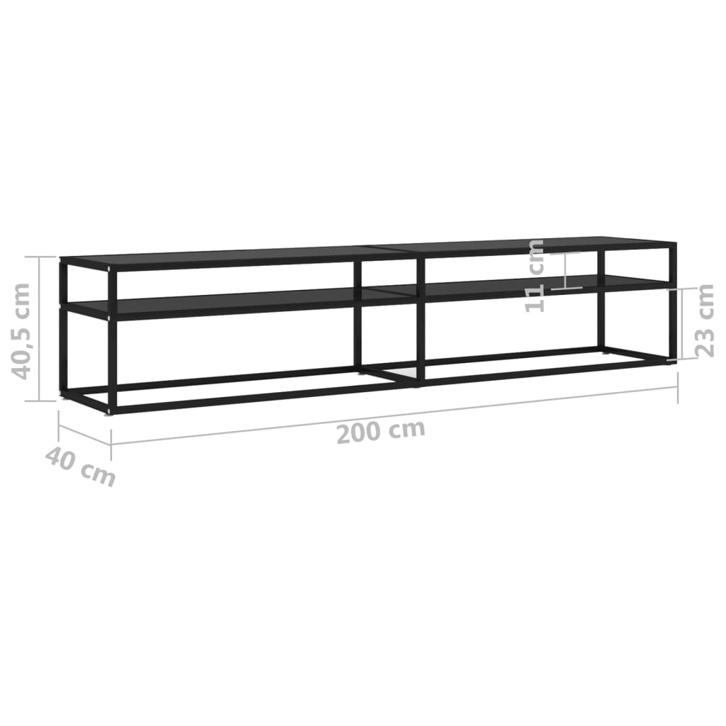 TV-Schrank Schwarz 200x40x40,5 cm Hartglas