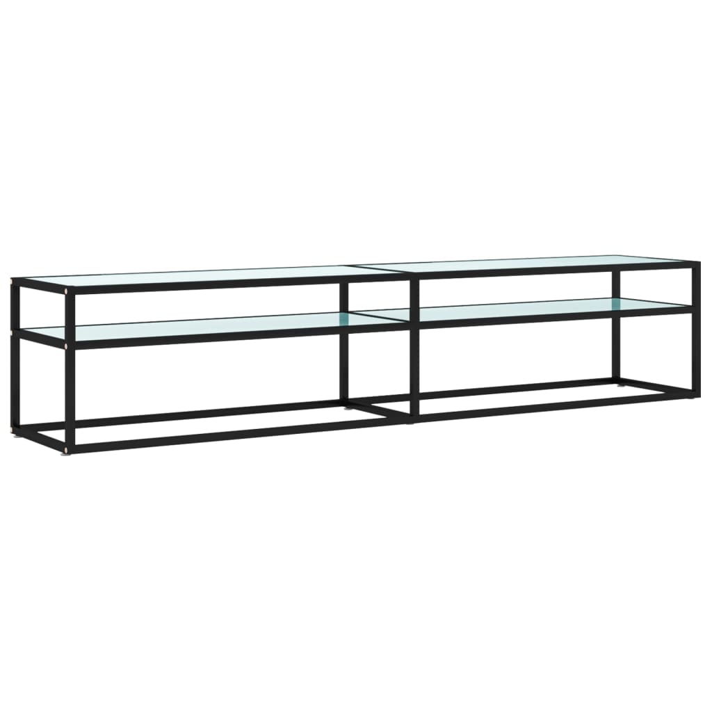 TV-Schrank Weiß Marmor-Optik 200x40x40,5 cm Hartglas