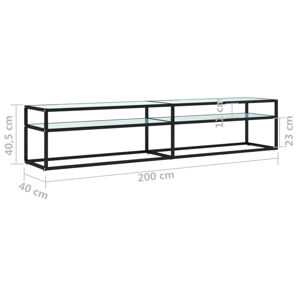 TV-Schrank Weiß Marmor-Optik 200x40x40,5 cm Hartglas