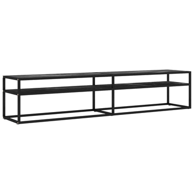 TV-Schrank Schwarz Marmor-Optik 200x40x40,5 cm Hartglas