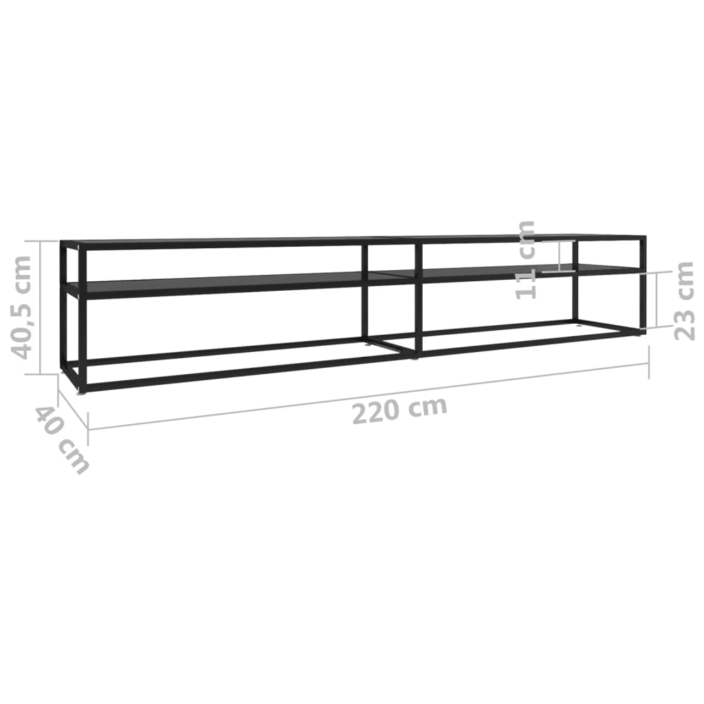 TV-Schrank Schwarz 220x40x40,5 cm Hartglas