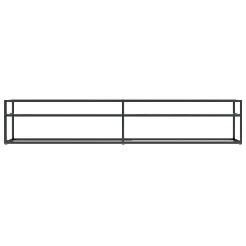 TV-Schrank Weiß Marmor-Optik 220x40x40,5 cm Hartglas