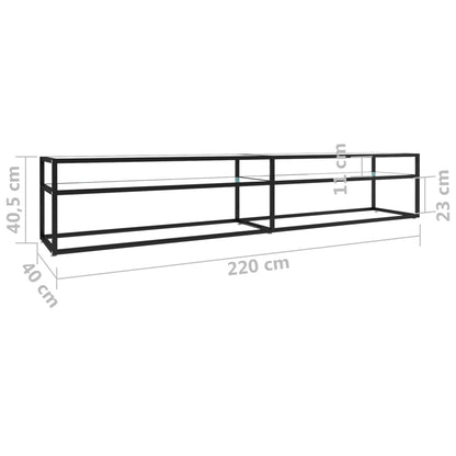 TV-Schrank Weiß Marmor-Optik 220x40x40,5 cm Hartglas