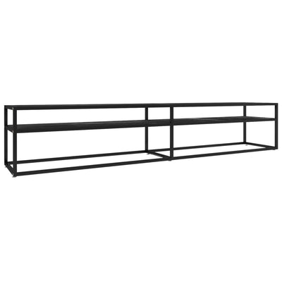 TV-Schrank Schwarz Marmor-Optik 220x40x40,5 cm Hartglas