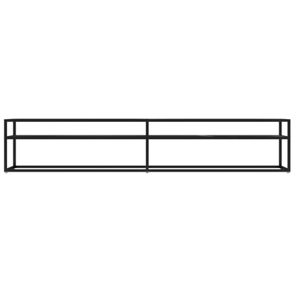 TV-Schrank Schwarz Marmor-Optik 220x40x40,5 cm Hartglas