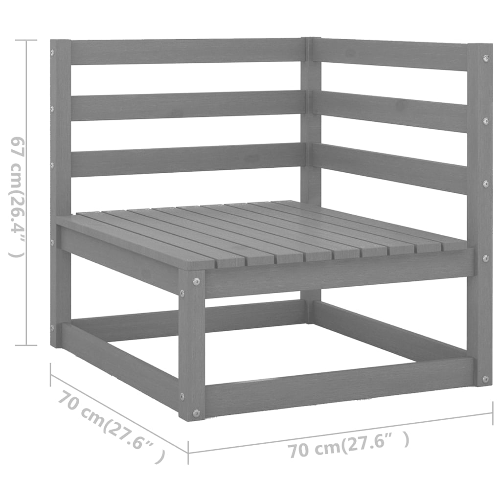 8-tlg. Garten-Lounge-Set Grau Kiefer Massivholz