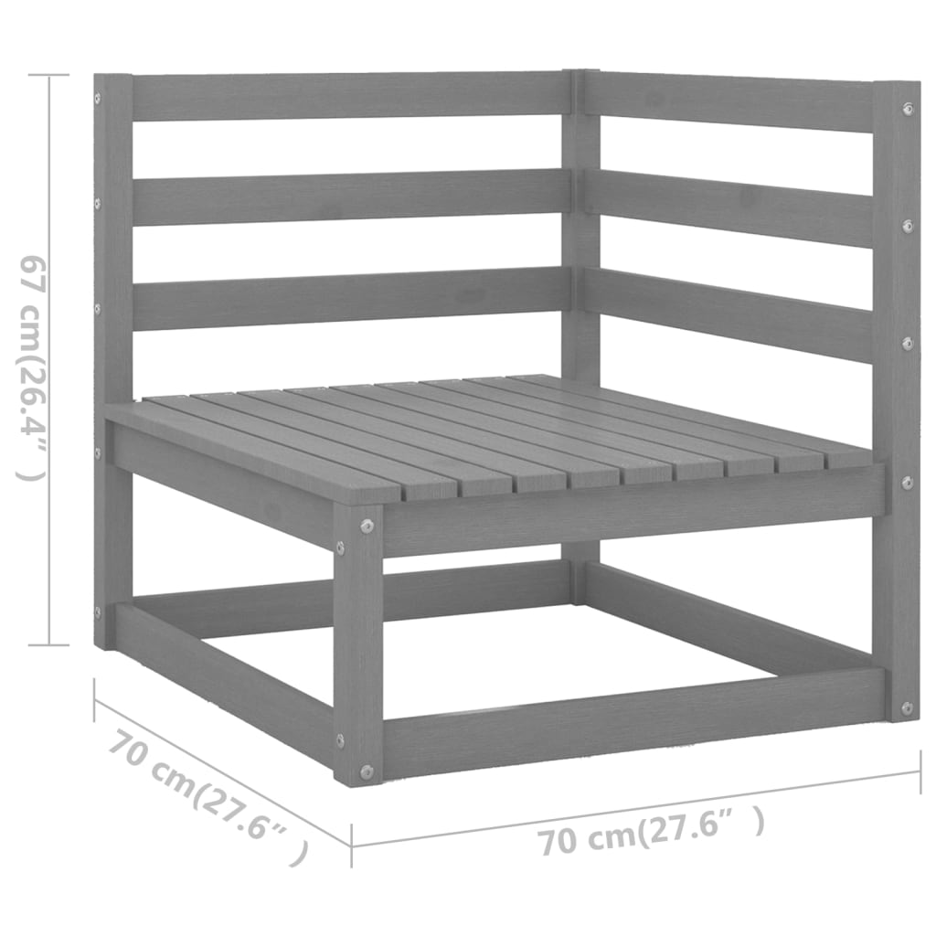 9-tlg. Garten-Lounge-Set Grau Kiefer Massivholz