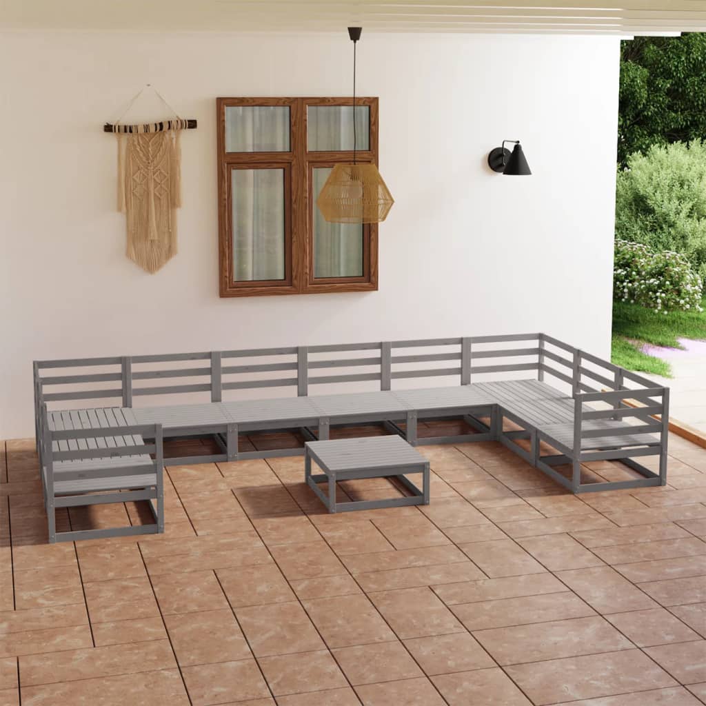 11-tlg. Garten-Lounge-Set Massivholz Kiefer