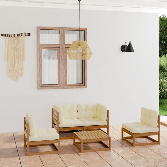 5-tlg. Garten-Lounge-Set mit Kissen Kiefer Massivholz