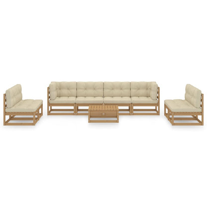 9-tlg. Garten-Lounge-Set mit Kissen Kiefer Massivholz