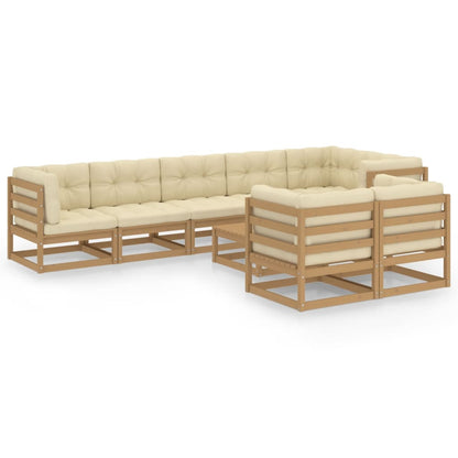 9-tlg. Garten-Lounge-Set mit Kissen Massivholz Kiefer