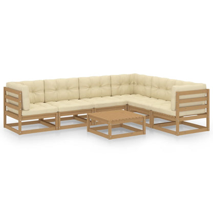 7-tlg Garten-Lounge-Set mit Kissen Honigbraun Massivholz Kiefer