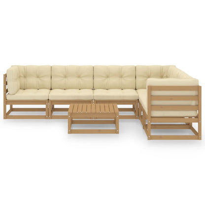 7-tlg Garten-Lounge-Set mit Kissen Honigbraun Massivholz Kiefer