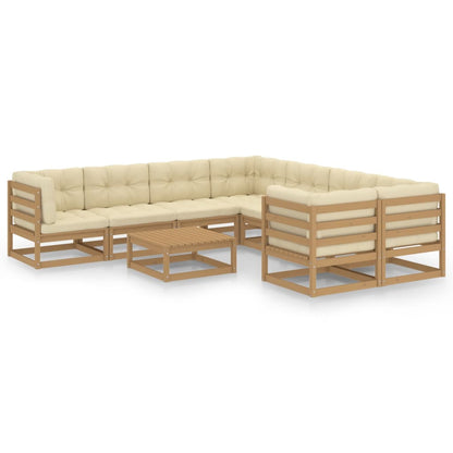 9-tlg Garten-Lounge-Set mit Kissen Honigbraun Massivholz Kiefer