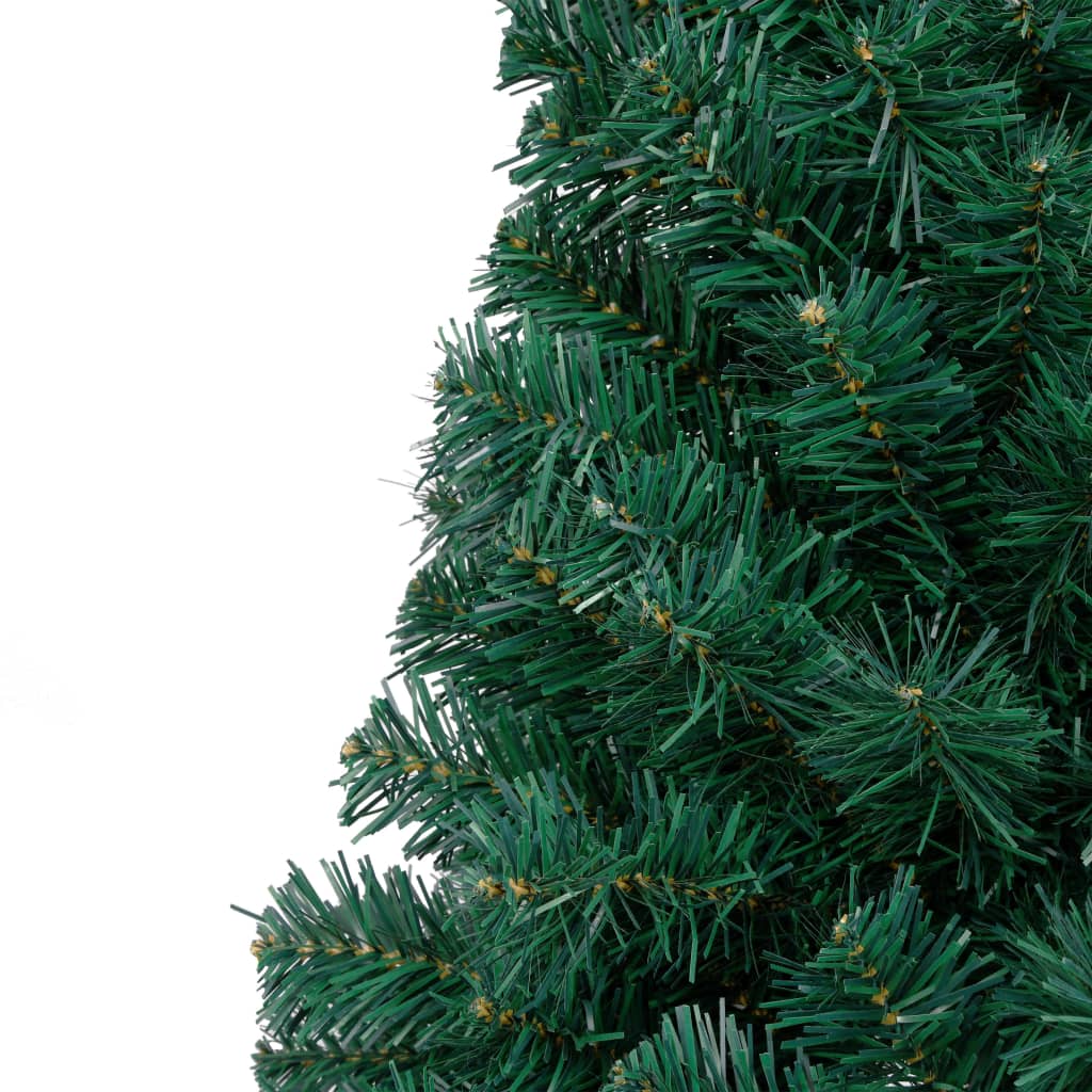 Künstlicher Halb-Weihnachtsbaum Beleuchtung Kugeln Grün 120 cm