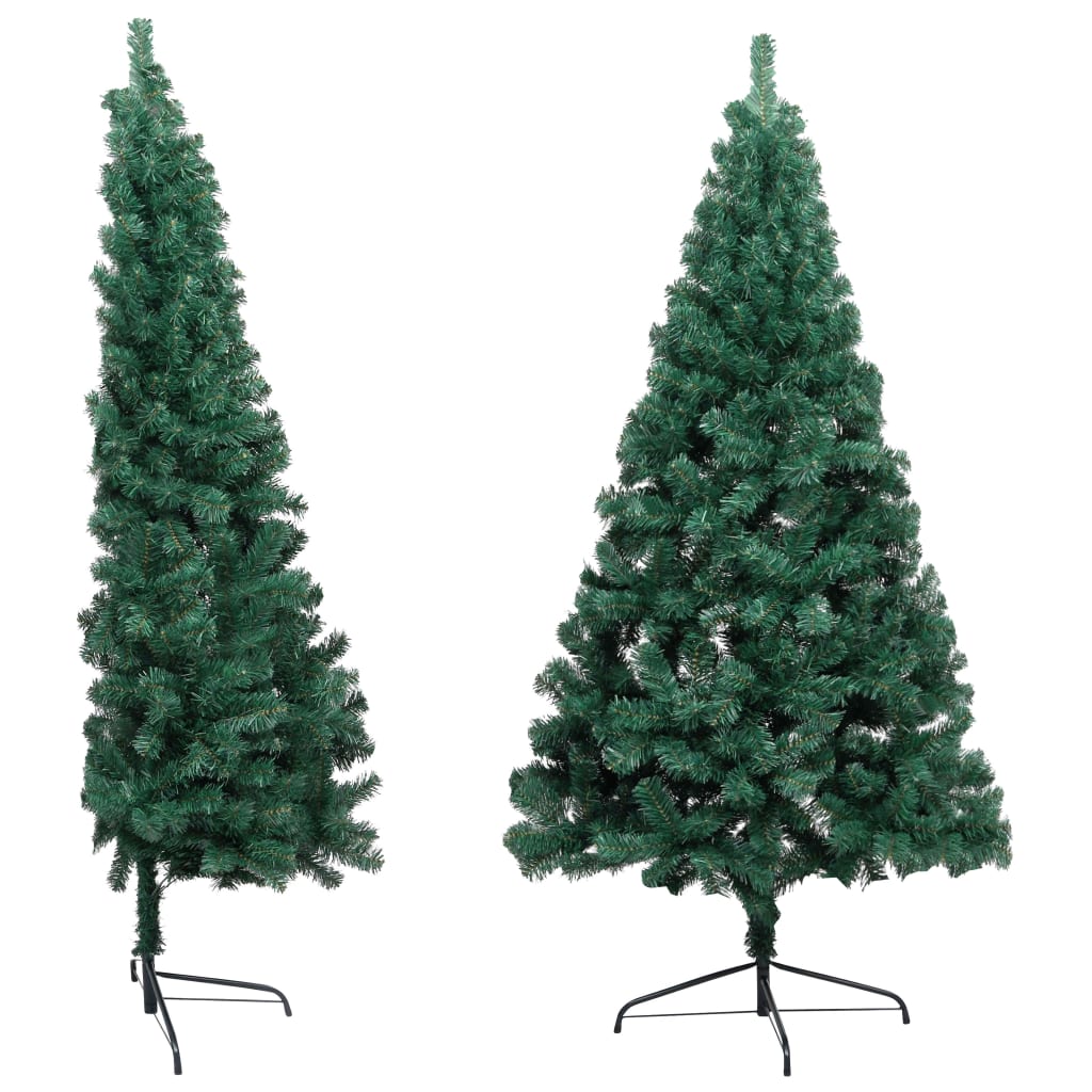 Künstlicher Halb-Weihnachtsbaum Beleuchtung Kugeln Grün 150 cm