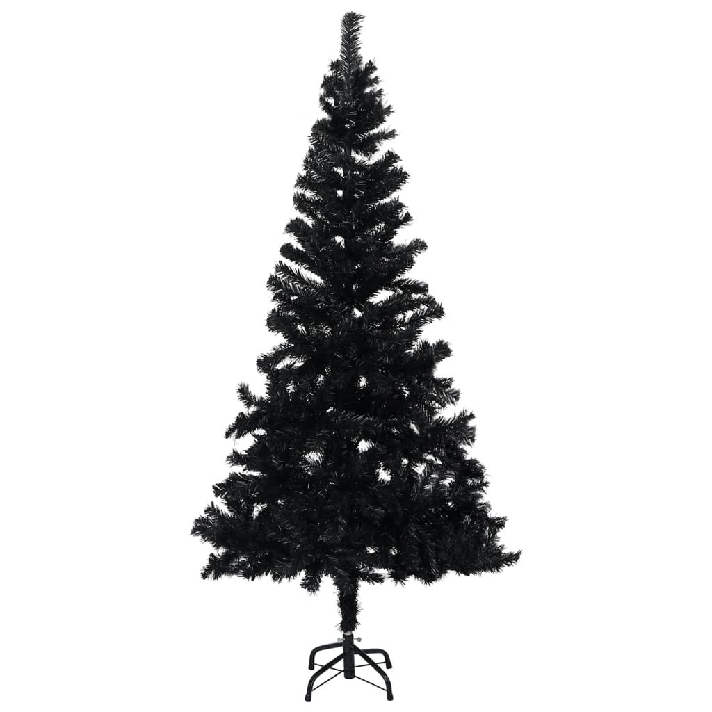 Künstlicher Weihnachtsbaum Beleuchtung & Kugeln Schwarz 150 cm