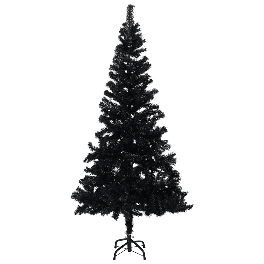 Künstlicher Weihnachtsbaum Beleuchtung & Kugeln Schwarz 180 cm