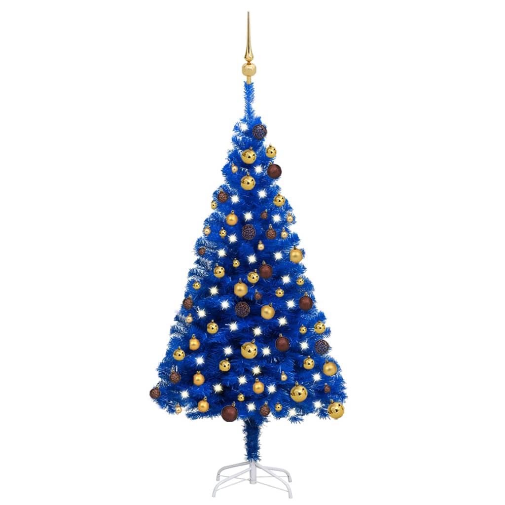 Künstlicher Weihnachtsbaum Beleuchtung & Kugeln Blau 120 cm