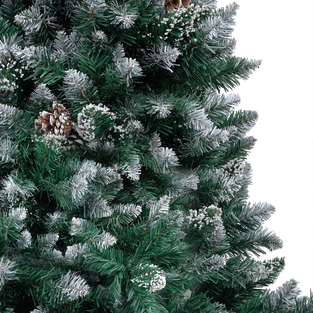 Künstlicher Weihnachtsbaum mit Beleuchtung Kugeln Zapfen 210 cm