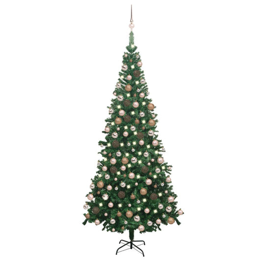 Künstlicher Weihnachtsbaum mit Beleuchtung Kugeln L 240 cm Grün