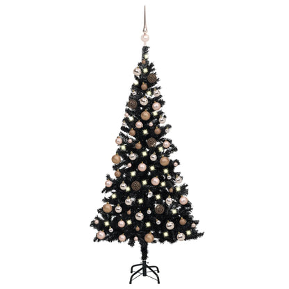 Künstlicher Weihnachtsbaum Beleuchtung & Kugeln Schwarz 180 cm