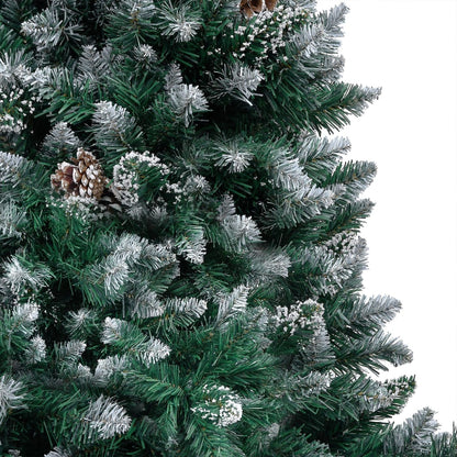 Künstlicher Weihnachtsbaum mit Beleuchtung Kugeln Zapfen 210 cm