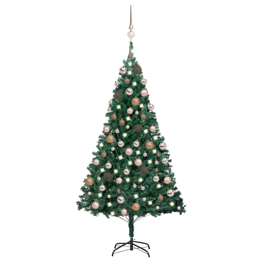 Künstlicher Weihnachtsbaum mit Beleuchtung & Kugeln Grün 120 cm