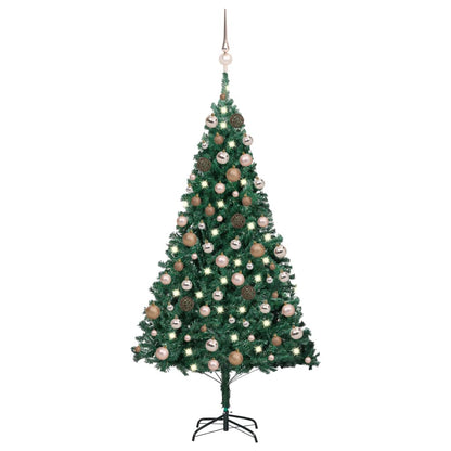 Künstlicher Weihnachtsbaum mit Beleuchtung & Kugeln Grün 180 cm