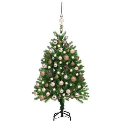 Künstlicher Weihnachtsbaum mit Beleuchtung & Kugeln 120 cm Grün