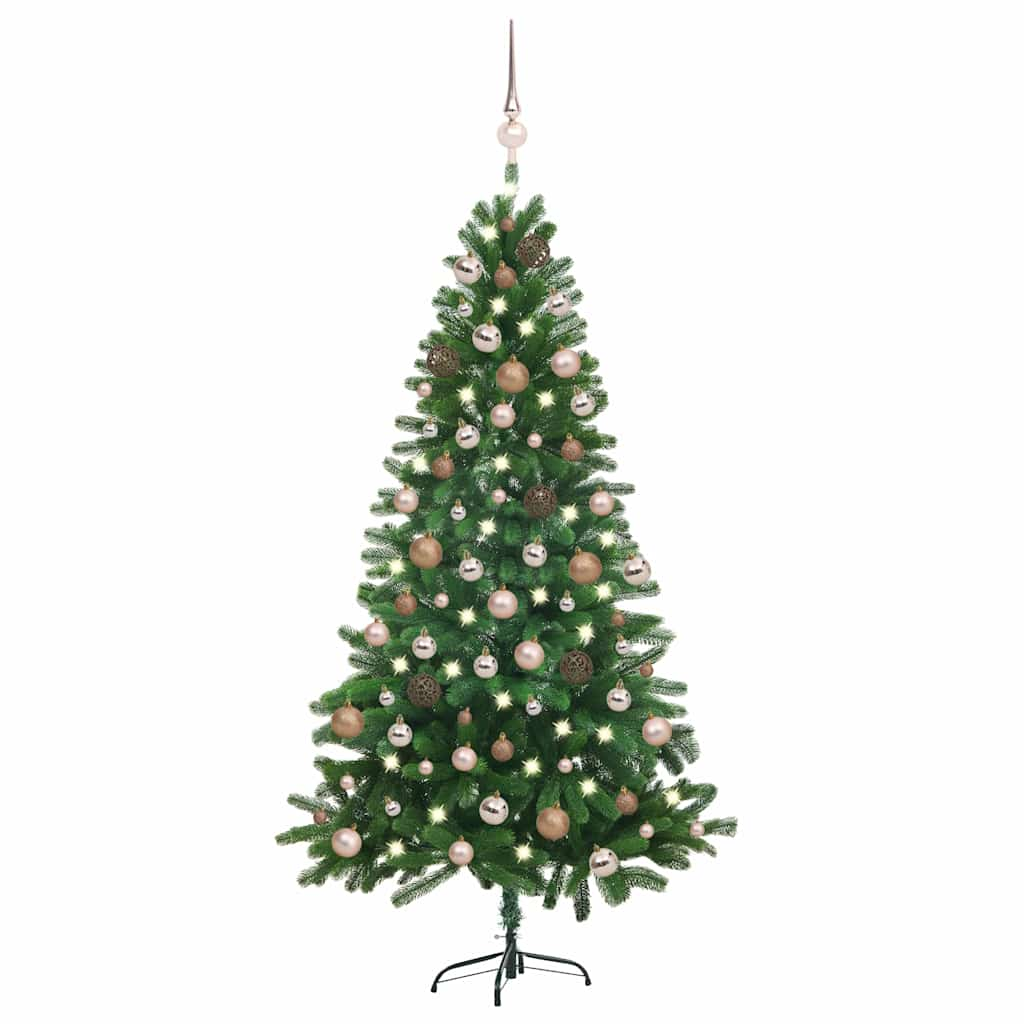 Künstlicher Weihnachtsbaum mit Beleuchtung & Kugeln 180 cm Grün