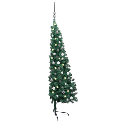 Künstlicher Halb-Weihnachtsbaum Beleuchtung Kugeln Grün 150 cm