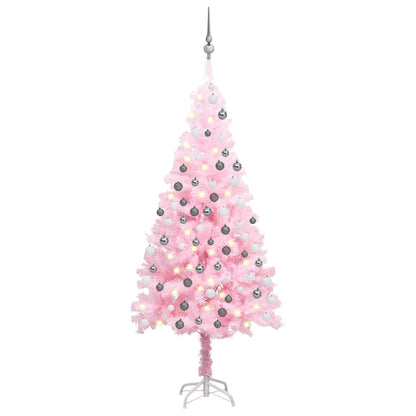 Künstlicher Weihnachtsbaum mit Beleuchtung & Kugeln Rosa 120cm