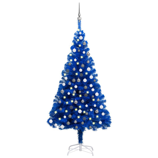 Künstlicher Weihnachtsbaum Beleuchtung & Kugeln Blau 120 cm