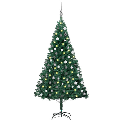 Künstlicher Weihnachtsbaum mit Beleuchtung & Kugeln Grün 120 cm