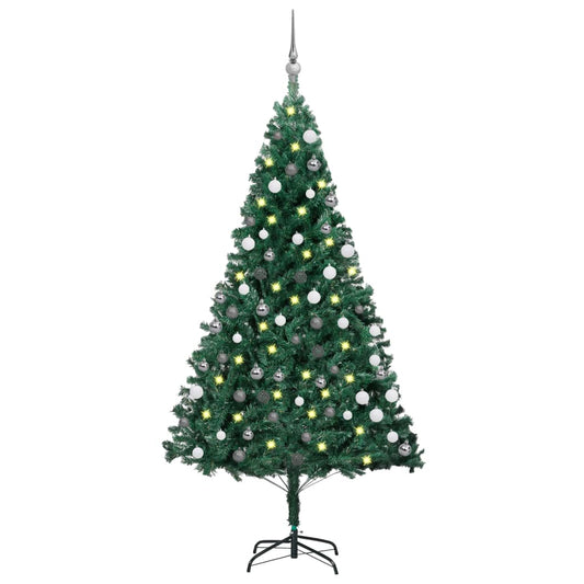 Künstlicher Weihnachtsbaum mit Beleuchtung & Kugeln Grün 120 cm