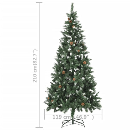 Weihnachtsbaum Gefrostet mit Beleuchtung & Zapfen 210 cm