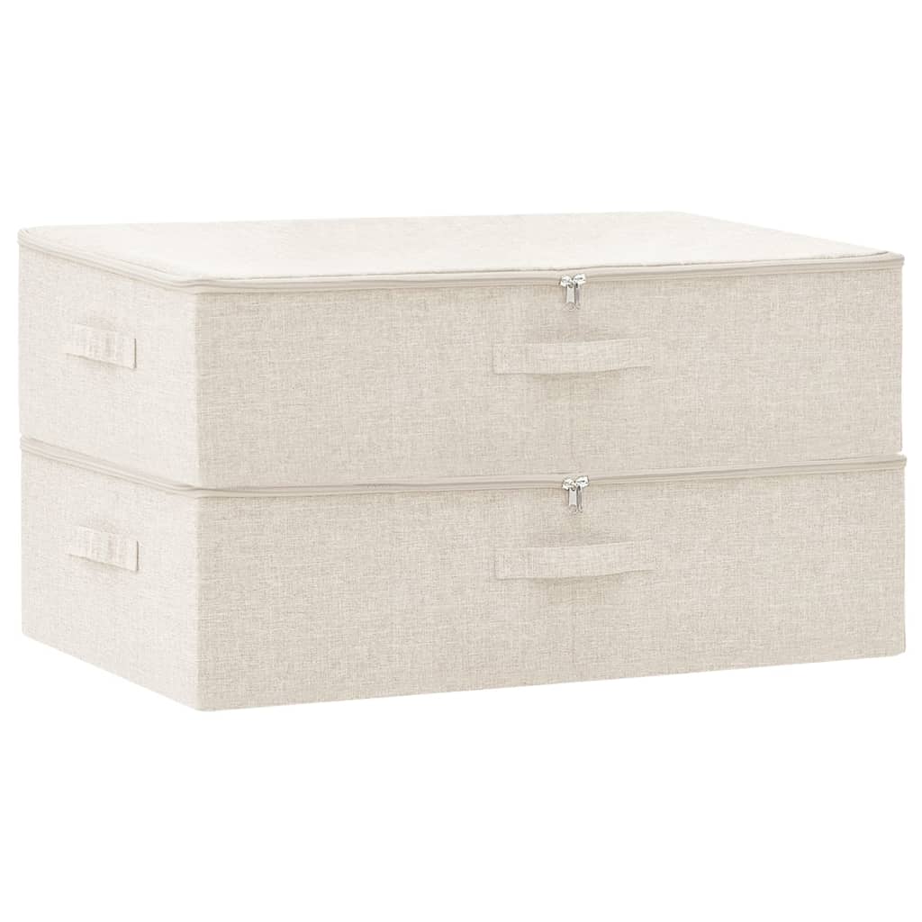 Aufbewahrungsboxen 2 Stk. Stoff 70x40x18 cm Creme