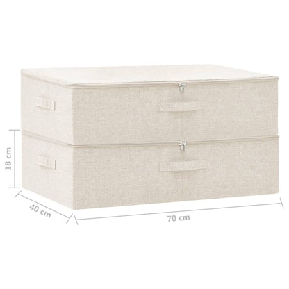 Aufbewahrungsboxen 2 Stk. Stoff 70x40x18 cm Creme