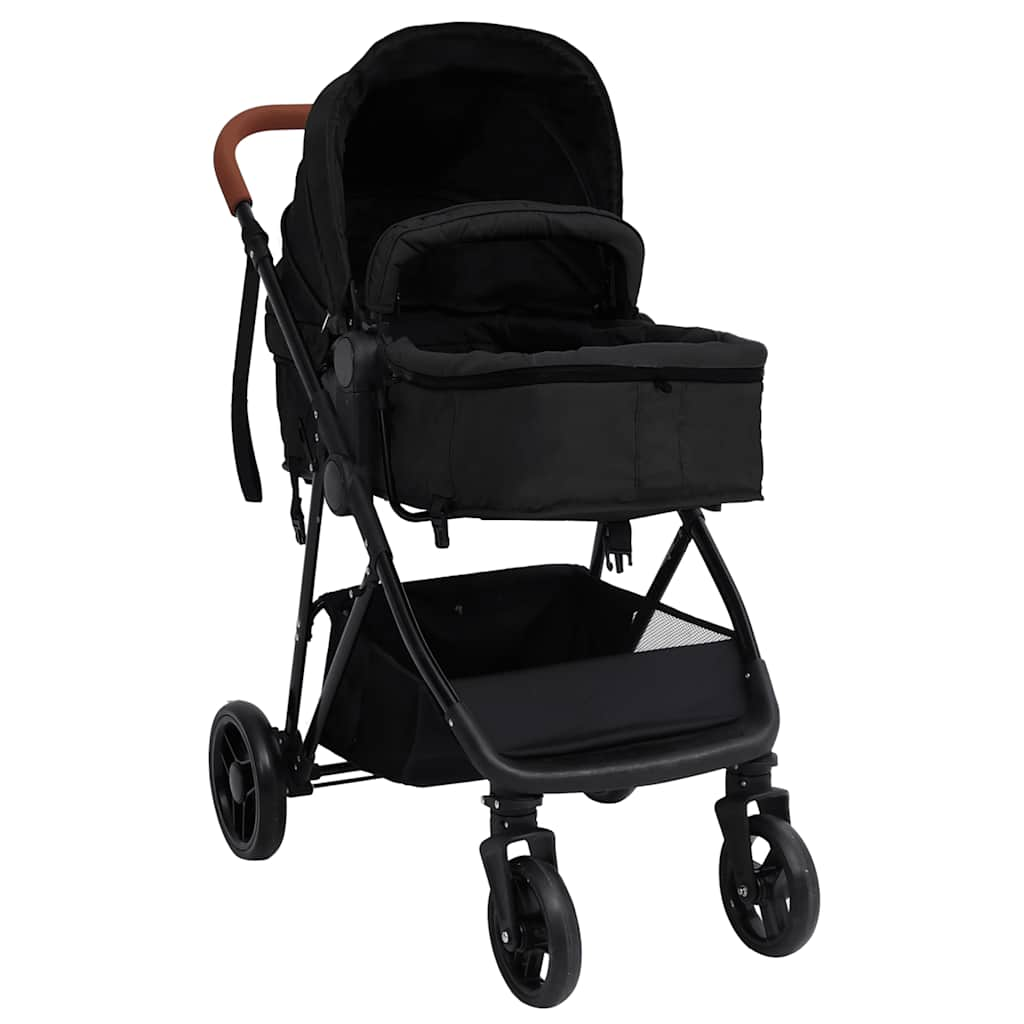 3-in-1 Kinderwagen Anthrazit und Schwarz Stahl