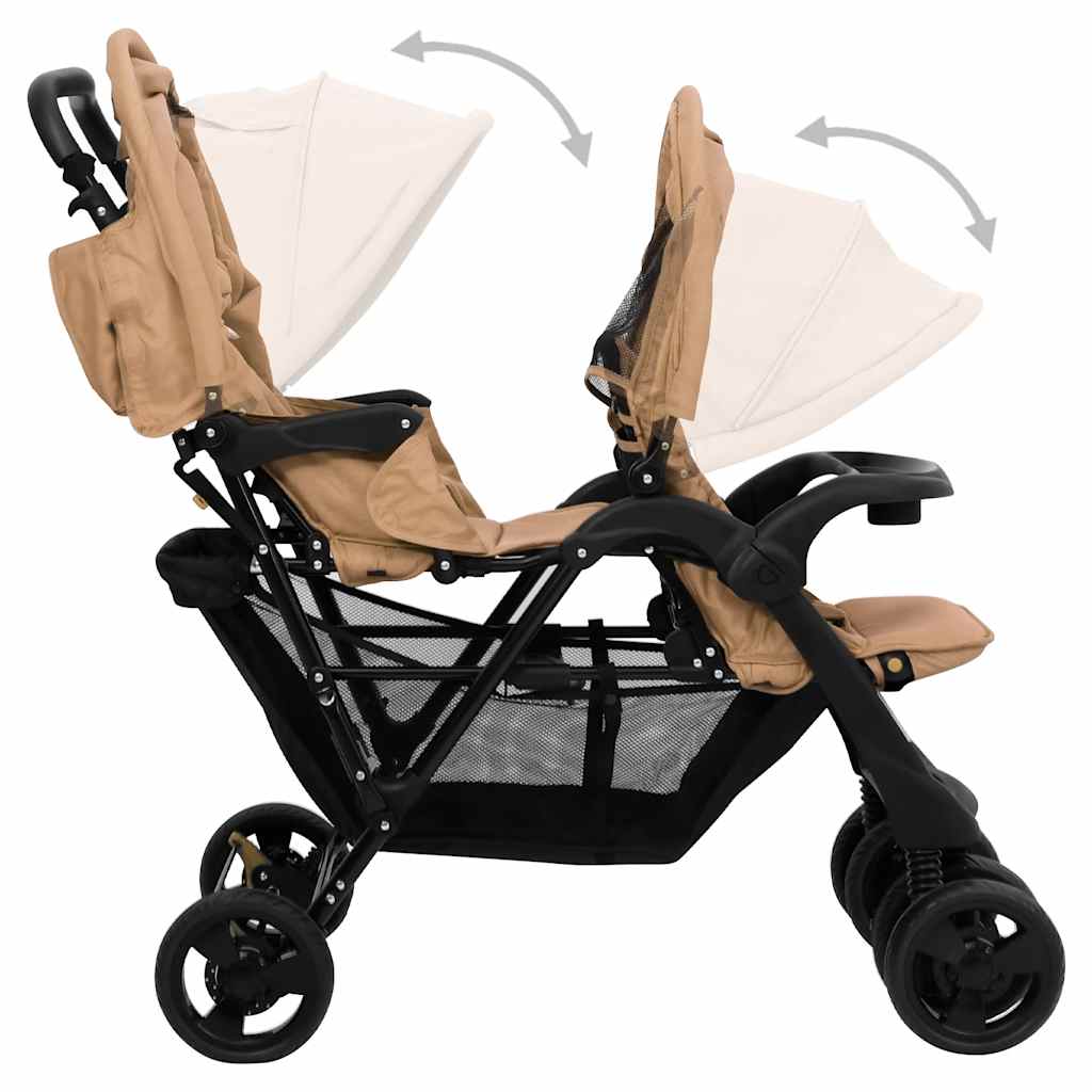 Tandem-Zwillingskinderwagen Taupe Stahl